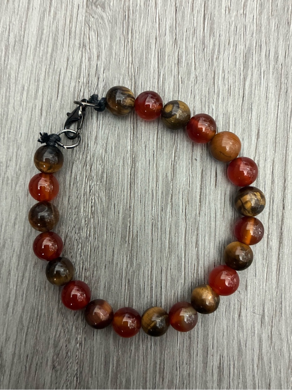 Beaded Red and Brown Agate Bracelet - Unbranded
